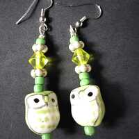 Green Owl Earrings