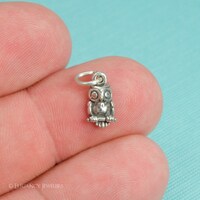 Sterling Silver Small Owl Bracelet Charm, Nature, Wilderness, Forest, Jewelry, .925 Silver, DIY Char