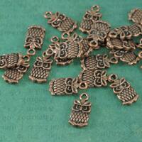 Fun Small Copper Owl Charms - 24 Pieces - Double Sided - 15mm x 7mm - Just Over 1/2"