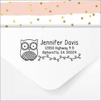 Owl Self Inking Return Address Stamp or Labels - Custom Personalized Rubber Stamper or Labels - Wedd