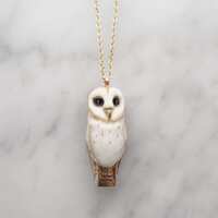 Lucky , Barn Owl whistle pendent Necklace.