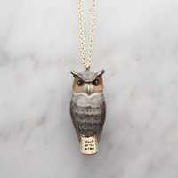 Merry, Great Horn Owl whistle pendent Necklace.