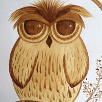 Owl - Original Coffee Painting on Watercolour Paper