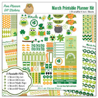 St Patrick's Day Planner Stickers: Owls, Shamrocks (5 PDF)