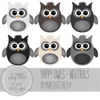 Owls Clip Art, Owls PNG, Digital Scrapbooking, Scrapbooks, Colored Owls, Digital Owls, Digital ClipA