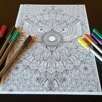 Owl Mandala Detailed Colouring Page