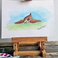 Owl Original Watercolour Painting, Cute Owl illustration, Woodland Creature artwork, Whimsical Owl P