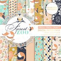 Animals Digital Paper, Fox Bear Owl Repeatable Pattern, Forest Digital Download, Zoo Digital Paper, 