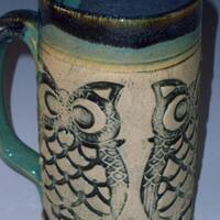 Mug, Handmade Mug,Owl Mug, Owl Coffee cup, Owl Tea Mug,Whimsical 70's Owl Mug, Unique Owl, White