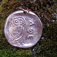 Athenian Owl Bronze Pendant