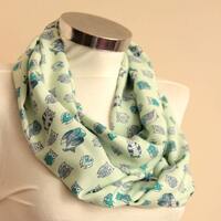 Very Elegant Owls infinity scarf, with tiny owls circle Scarf tube scarf with owl designs scarf with
