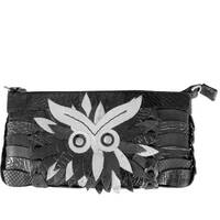Style Jen in black/silver. The braided handmade "owl" shoulder bag / clutch from Octopus D