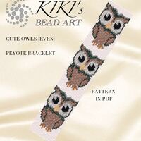 Peyote bracelet Pattern, peyote bracelet Cute owls peyote bracelet cuff PDF pattern