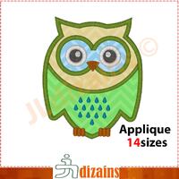 Owl Applique Embroidery Design, Cute Forest Bird Digital File, Wise Owl Machine Embroidery Pattern, 