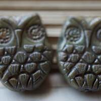 lastones FREE SHIPPING Opaque Owls, Owl Beads, Czech Beads