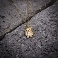 Owl necklace gold owl pendant tiny necklace dainty owl charm