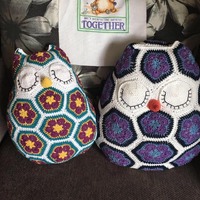 Crochet Owl Pillow: Handmade African Flower Cushion