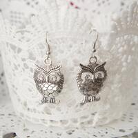 Antique Silver Owl Dangle Earrings Bird Earrings Bird Jewelry Halloween gift idea for mom Animal Jew