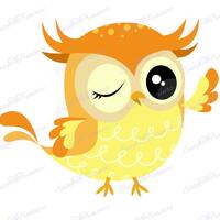 Digital Download Clipart – Orange Owl Winking JPEG and PNG files