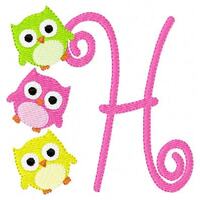 Little Owls Monogram Machine Embroidery Font Design Set, Machine Embroidery Designs, Embroidery Font