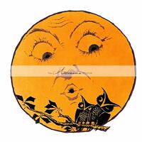 Vintage Halloween Moon Art Print: Owls & Spooky Full Moon (Digital Download)