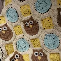 Gender Neutral Owl Baby Blanket - Crocheted Owl Afghan