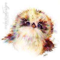 Adorable Baby Owl Owlet Mixed Media Painting Wall Decor I Art Print, Ready to Hang Canvas, or Metal 