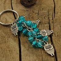 Owl bag charm, turquoise bag charm, owl keyring, teacher gift, purple owl bag charm, present for tea