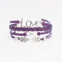 Love Infinity Owls Purple Multilayered Cord Bracelet