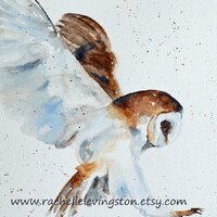 Watercolor Owl Art Print: Halloween Decor, Boy Room, Nursery Art Painting