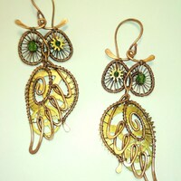 Steampunk Owl earrings, steampunk jewelry, Owl jewelry, dangle earrings, owl earrings, Owl gift, ste