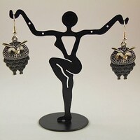Owl Earrings Antique Silver Owl Bird Charm Dangle Boho Chic Everyday Jewelry