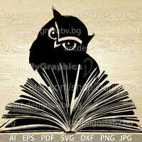 Owl Graduation Vector Graphic, Book Clipart (Digital Download)