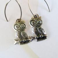 SALE: Tibetan Silver Owl Earrings