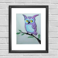 Owl Painting, Nuresry Art, Nursery Woodland Art, Woodland Decor, Owl Nursery Art, Original Owl Artwo
