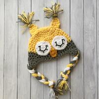 Owl hat, baby owl hat, newborn owl hat, toddler owl hat, crochet newborn hat, newborn photo prop, ye