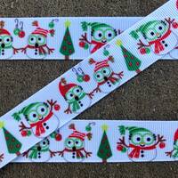 3 yards 7/8" Snowman Ribbon Owl ribbon owl Snow man ribbon Christmas Tree Ribbon hair bow ribbo