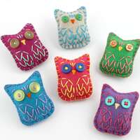 Felt Owl Brooches. Wholesale Lot of 6. Felt Owl Pins. Small Gifts. Party Favors. Plush Embroidery Ow