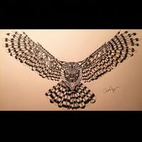 Hand Drawn Zentangle Owl Print