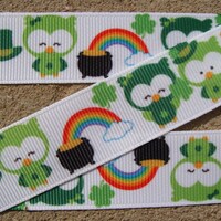 St. Patrick ribbon Owl Grosgrain Ribbon rainbow ribbon 7/8" Rainbow Printed Ribbon Hair bow rib