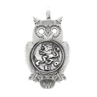 Sterling Silver Leo Zodiac Owl Medallion Necklace
