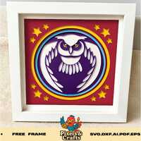 Owl SVG Layered Mandala 3D Paper Cut Design, Night Bird Stars Cricut Silhouette Glowforge File, Spir