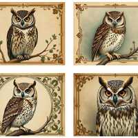 Vintage Owl Printable | Digital Postcard & Scrapbook Journal Page | Woodland Ephemera Download