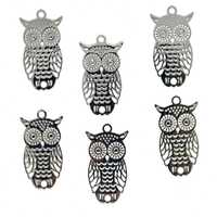 Silver Metal Filigree Owl Charm: Laser Cut Jewelry Making (24mm) Priced per Charm Item #18322
