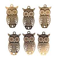 Gold Metal Filigree Owl Charm: Laser Cut Jewelry Link (24mm) Priced per Charm Item #18320