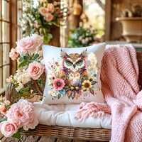 Cottagecore Owl Throw Pillow Owl Home Decor Owl Gifts for Mom Boho Owl Floral Throw Pillows Flower G