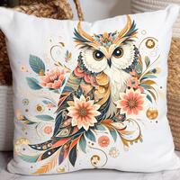 Flower Owl Throw Pillow Home Decor Owl Gift for Mom Cottagecore Owl Flower Pillow Boho Owl Pillow Gi