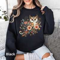 Owl Sweatshirt Cottagecore Owl Shirt Gift for Mom Shirts for Bird Lover Sweatshirt Gift for Nature L