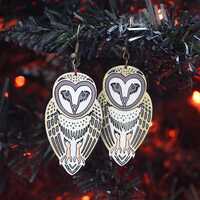 Unique Barn Owl Earrings, Fantasy Movie Inspired Jewelry, Nature Earrings, Unique Earrings, Bird Ent