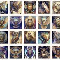 Mystic Owls Panel Magical Mysterious Owls, 20 Blocks,30034 E, Dan Morris,QT Fabrics,100% Cotton,B202